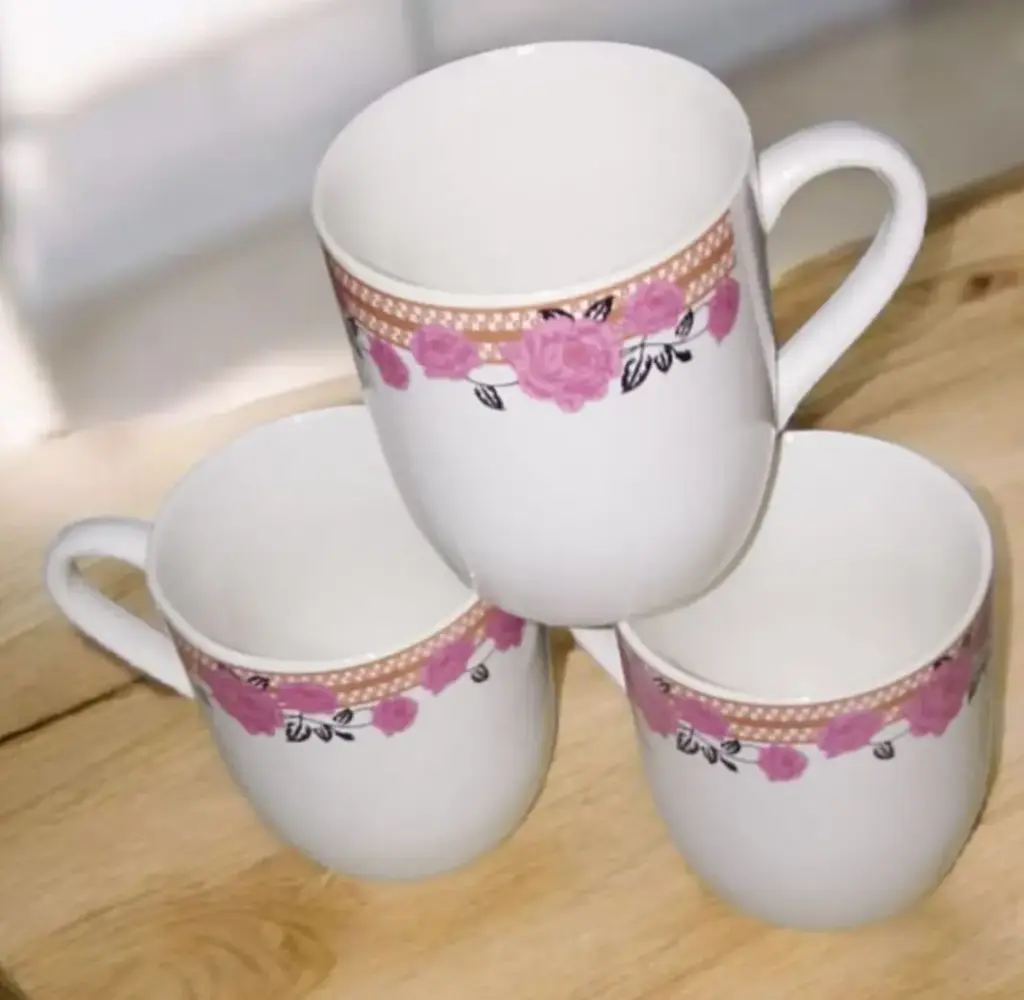 Bone China Tea Cups Broad Print 6 pcs 220 ML
