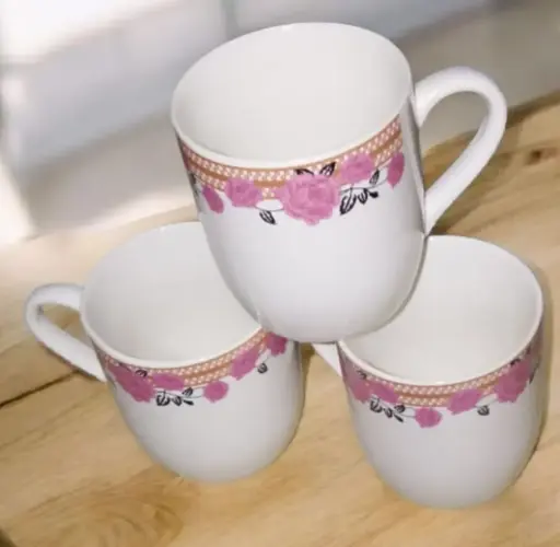 Bone China Tea Cups Broad Print 6 pcs 220 ML